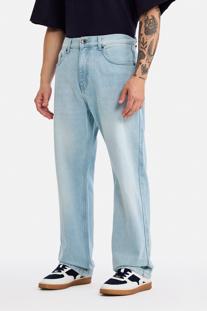 Sraight Fit Washed Jeans